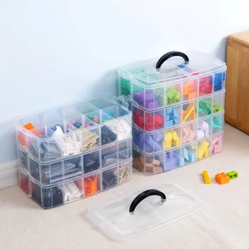 Blokai Vaikų Žaislų saugojimo Dėžutė Plastikinė Skaidri Papuošalų Organizatorius Scrapbooking Saugojimo Dėžutė Įrankiai