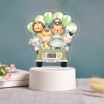 Gyvūnų Naktį Šviesos Akrilo LED USB Lempa Džiunglių Gimtadienio Apdailos Miegamasis Namų Dekoro Vaikams Dovanų Baby Shower Žibintai