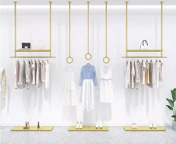 Drabužių display rack, lubų kabo, drabužių džiovykla, sienos kabinti, vestuvių suknelė parduotuvės lentynos kabo lazdele