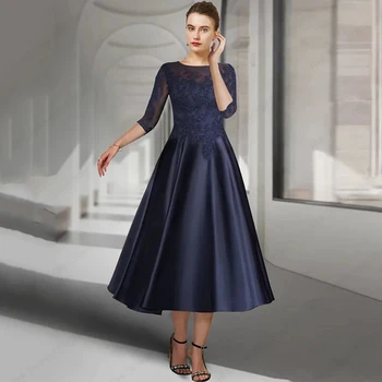 Išskirtinį Royal Blue Trys Ketvirtį Motina Nuotakos Suknelės Moterims 2023 Smmer Satino Vestuves Suknelė su Nėriniais Vestidos De