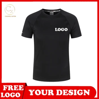 T-shirt top 6-spalva logotipą trumparankoviai high-end medvilnės mirksi audinys greitai-džiovinimo apvalia kaklo spausdinti 