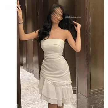 OLOEY Stebėjimo Balta Kelio LengthShort Seksualus Prom Šalis Suknelės Saudo arabų Moterų Šilko, Vakaro Suknelės, Kokteilių Suknelė Oficialią Dėvėti