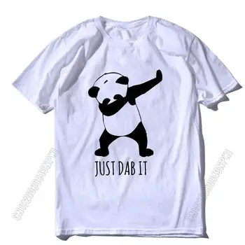 100% Medvilnės Vasarą Laisvi Tiesiog Uždėkite Jį Panda Print Vyrų Marškinėliai Atsitiktinis Grafinis Dizainas Mens Marškinėlius Įgulos Kaklo Tee Marškinėliai