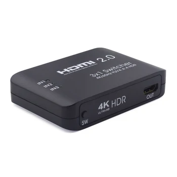 HDMI Jungiklis 4K@60Hz 3 in 1 out kaip hdmi2.0 Splitter Switcher Paramos 4K Full HD su IR Nuotolinio valdymo HDMI Switcher 3x1 Nešiojamas Kompiuteris