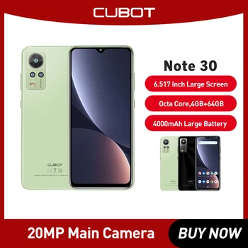 Cubot 30 Pastaba Dual SIM 20MP Android 12 Mobilusis Telefonas, 4GB+64GB(256 GB Pratęstas) Išmanųjį telefoną 6.517-Colių Ekranas 4000mAh