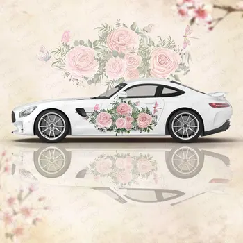 Pink Gėlių Dizaino Automobilių Reikmenys Lipduko Pusė Pakuotės Grafinis Lipdukas Vinilo Lipdukas Universalaus Dydžio Pakuotės Lipduko Užsakymą