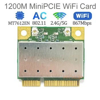 1200M MediaTek MT7612EN 2.4 G/5G 802.11 AC WIFI Tinklo plokštė mini PCIE adapteris, Skirtas 