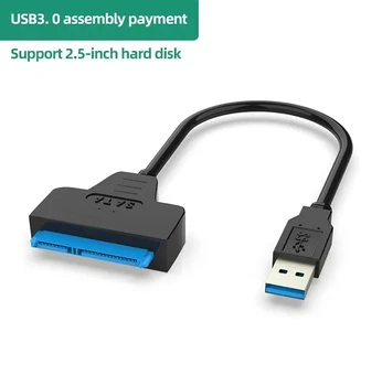 ATA 3 Kabelis Sata į USB Keitiklis 6Gbps 2,5 Colių Išoriniai SSD HDD Kietąjį Diską 22 Pin Sata III Kabelis USB 3.0 Port jungtis
