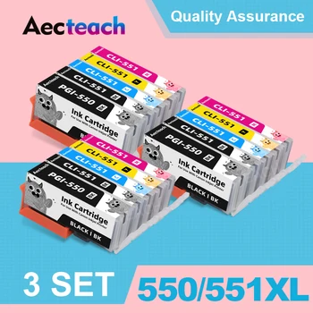 Aecteach PGI550XL sgn 550 cli-551 XL rašalo kasetė PGI550 CLI551 Canon PIXMA IP7250 MG5450 MX925 MG5550 6450 5650