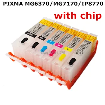 1 komplektas CANON PIXMA MG6370 MG7170 IP8770 spausdintuvo SGN-750 BK CLI-751 daugkartiniai rašalo kasetes, 6 spalvų su nuolatinės žetonų