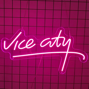LED Neonas Pasirašyti Žaidimą Vice City Rausvos Sienos Dekoro Kūdikis, Vestuvių, Gimtadienio Asmeninį Kabinti Dovanos Šviesos Ženklas