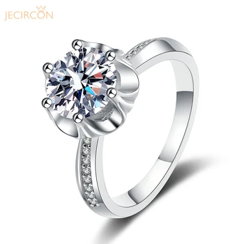 JECIRCON 1/2c Moissanite Žiedas Moterims Slyvų Žiedų Modeliavimas Deimantų Vestuvių Juostoje 925 Sterlingas Sidabro Piršto Fine Jewelry