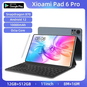 2023 Originalus Pasaulinė Versija Trinkelėmis 6 Pro Tablet Snapdragon 870 Android 12 12 GB+512 GB Tablečių PC 5G Dual SIM Kortele, WIFI HD 