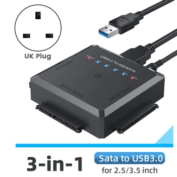 SATA į USB Adapteris USB 3.0 prie IDE/SATA 3 Laidas Konverteris 2.5 3.5 HDD SSD Standžiojo Disko Adapteris-UK Kištukas