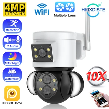 4MP Belaidžio ryšio Fotoaparatą Prožektorius Smart Home Auto Stebėjimo Panoraminis Fotoaparatas Patalpų Wifi 10X Zoom CCTV Saugumo Stebėjimo Kamera 2MP