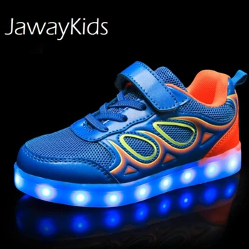 JawayKids USB įkrovimo žėrintis Vaikai LED Sportbačiai Vaikų Mados šviesos batai Berniukams, Mergaitėms Lankstymo Sporto Važiavimo Šviesos iki batai
