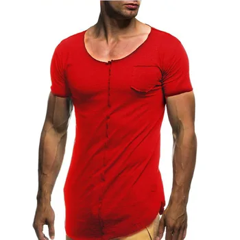 A1395 Vasaros nauji vyriški marškinėliai kieto spalvų slim tendencija atsitiktinis trumparankoviai mados