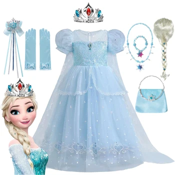 Sušaldyti Elsa Princesė Kostiumas Mergaitėms Halloween Carnival Party Dress Up Vaikams Gimtadienio Cosplay Suknelė Vaikų Vestidos 3-10Yrs