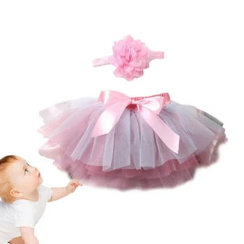Kūdikių Fotografija Rekvizitai Rausvos spalvos, Tinklelio Suknelė su Lankelis Nustatyti Naujagimio 0-1 Mėnesį