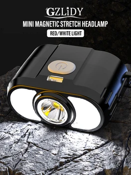 Mini COB Žibintai Galingas Vandeniui LED Žibintų USB Įkrovimo 5 Režimai Prožektorius su Magnetu Kempingas Galvos Žibintuvėlis