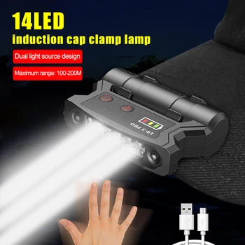 Nešiojamų LED Žvejybos Žibintai 15cm Smart Jutiklis Bžūp Įrašą Šviesos USB Įkrovimo Galios Ekranas Lauko Veikla, priekinis žibintas