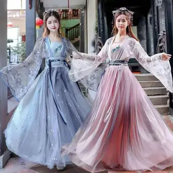 2023 Tradicinis Moterų Gėlių Hanfu Suknelė Senovės Kinų Kostiumas Gražus Šokis Hanfu Originale Princesė Tang Dinastijos Skraiste