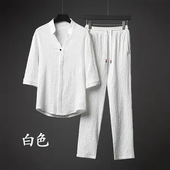 Vasaros Han ir Tang Dinastijos super penkerių metų ketvirtį rankovės ledo šilko, lino kostiumas vyrų medvilnės ir lino dviejų dalių didelių palaidų vidurio sl