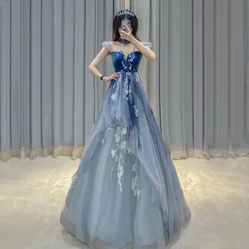 Elegantiškas Gradientas Vakaro Suknelės Brangioji Linijos, Tiulio, Nėrinių Aplikacijos Duobute Moterų Oficialią Šalies Suknelė Vestidos