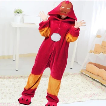Iron Man Anime Pižama Onesie Kugurumi Kostiumas Moterims Žmogus Žiemą Flanelė Super Herojus Suaugusiųjų Nightie Sleepwear Bendrą Mergina