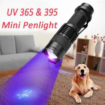 UV 365 & 395 Žibintuvėlis ultravioletinės Šviesos Su Zoom Funkcija Mini Juodas UV Šviesos Augintinio Šlapimo Dėmes Detektorius Skorpionas AA baterijos