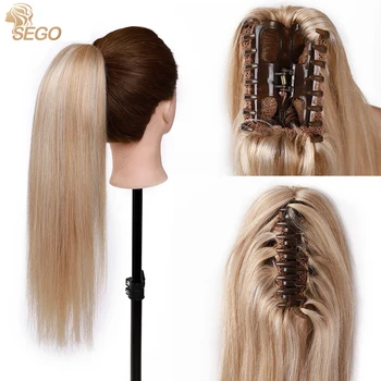 SEGO 105g-120g Žandikaulio Letena plaukai surišti į uodegą Plėtiniai Moterų Natūralių Žmogaus Plaukų Gabalus Įrašą Ponis Uodegos Plaukai Priauginimui