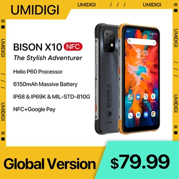 UMIDIGI BISON X10 64GB/128GB NFC Android Patikima Išmanųjį telefoną IP68 IP69K 20MP Triple Kamera 6150mAh mobilusis telefonas