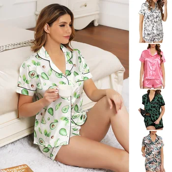 Moterų Pižama Rinkinys Satin Seksualus Pijama Mujer Juostele Pijamas Moterų Homewear Šilko Minkštos Prabangos Pyjama naktiniai drabužiai Sleepwear