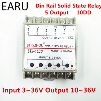 10DD 5 Kanalo Din bėgelio SSR quintuplicate penkių įėjimas 3~36VDC išėjimo 10~36VDC vienfazis SROVĖS (solid state relay