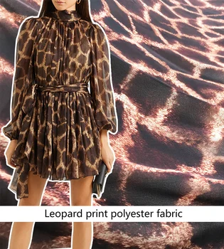 Italijos Prabangių Prekės ženklų Mados 100% Poliesteris Leopardas Spausdinti Twist Audinys Plonas, Marškinėliai, Drabužiai, Šifono Audinio Suknelė Medžiaga