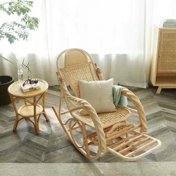 Produktas gali būti pritaikytas.Dizainas austi rotango supamoji kėdė, Šiaurės stiliaus vyresnio amžiaus suaugusiųjų kėdė namuose mažas balkonas le