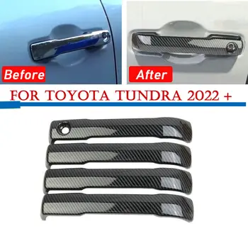 4X ABS Anglies Pluošto Išorinės Pusės Durų Rankena Viršelio Dekoras Apdailos Toyota Tundra 2022 2023